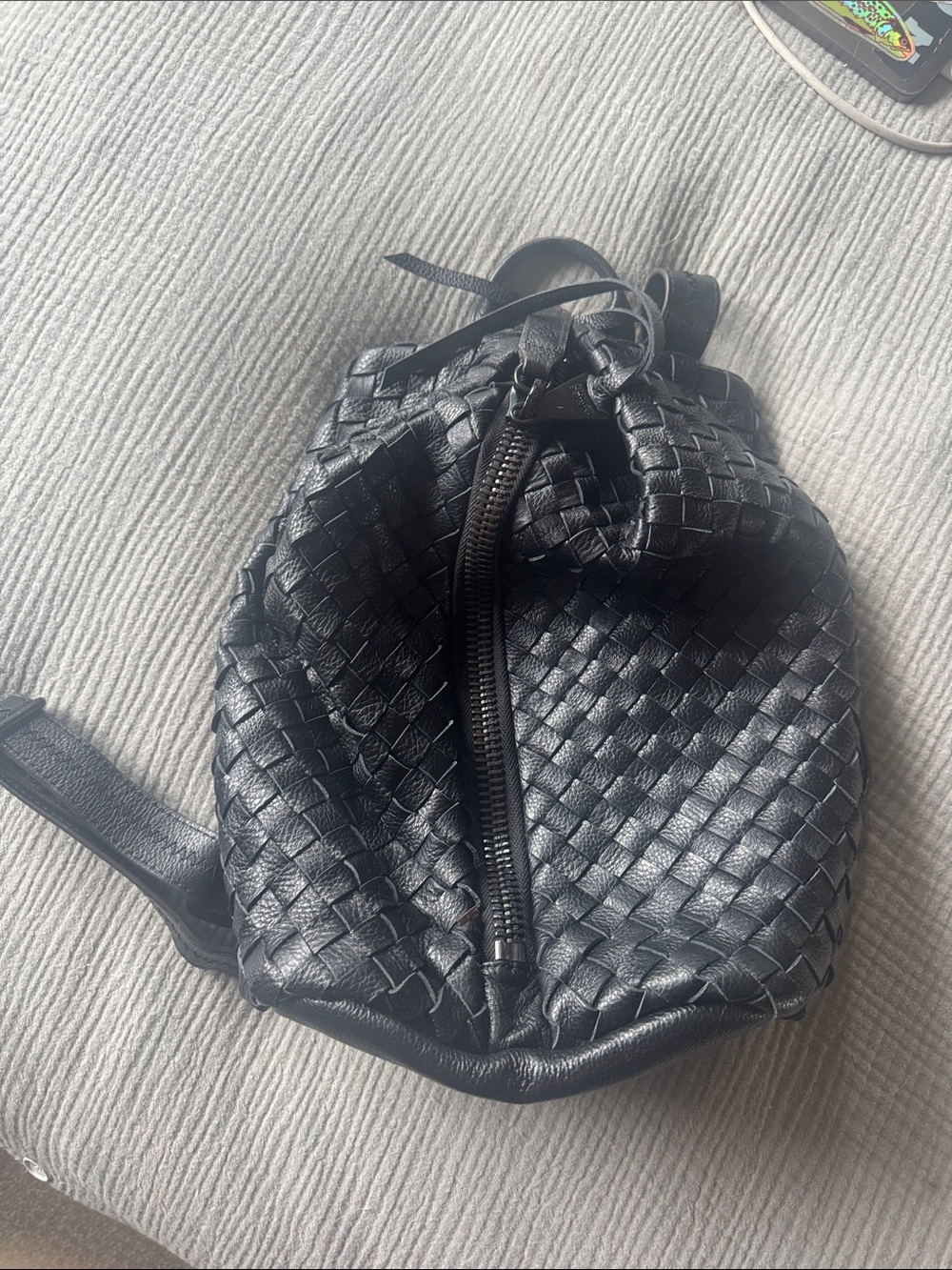 Aimee kestenberg Tabitha Black Woven Leather Backpack Bag